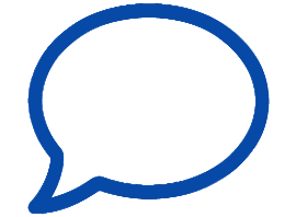 A blue speech bubble with green background